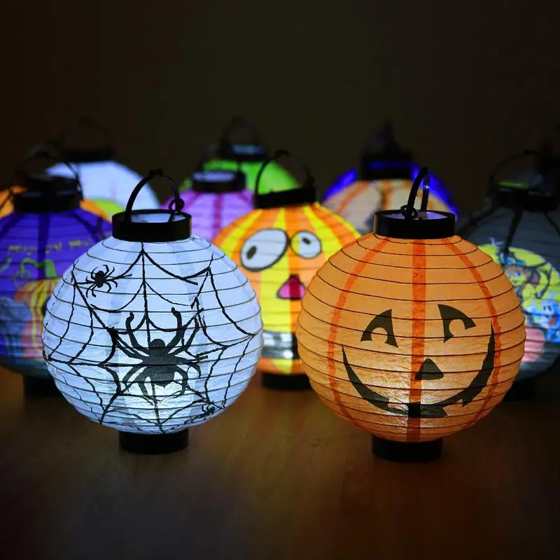1 шт. Хэллоуин украшение светодиодный бумажный тыква подвесной фонарь светильник