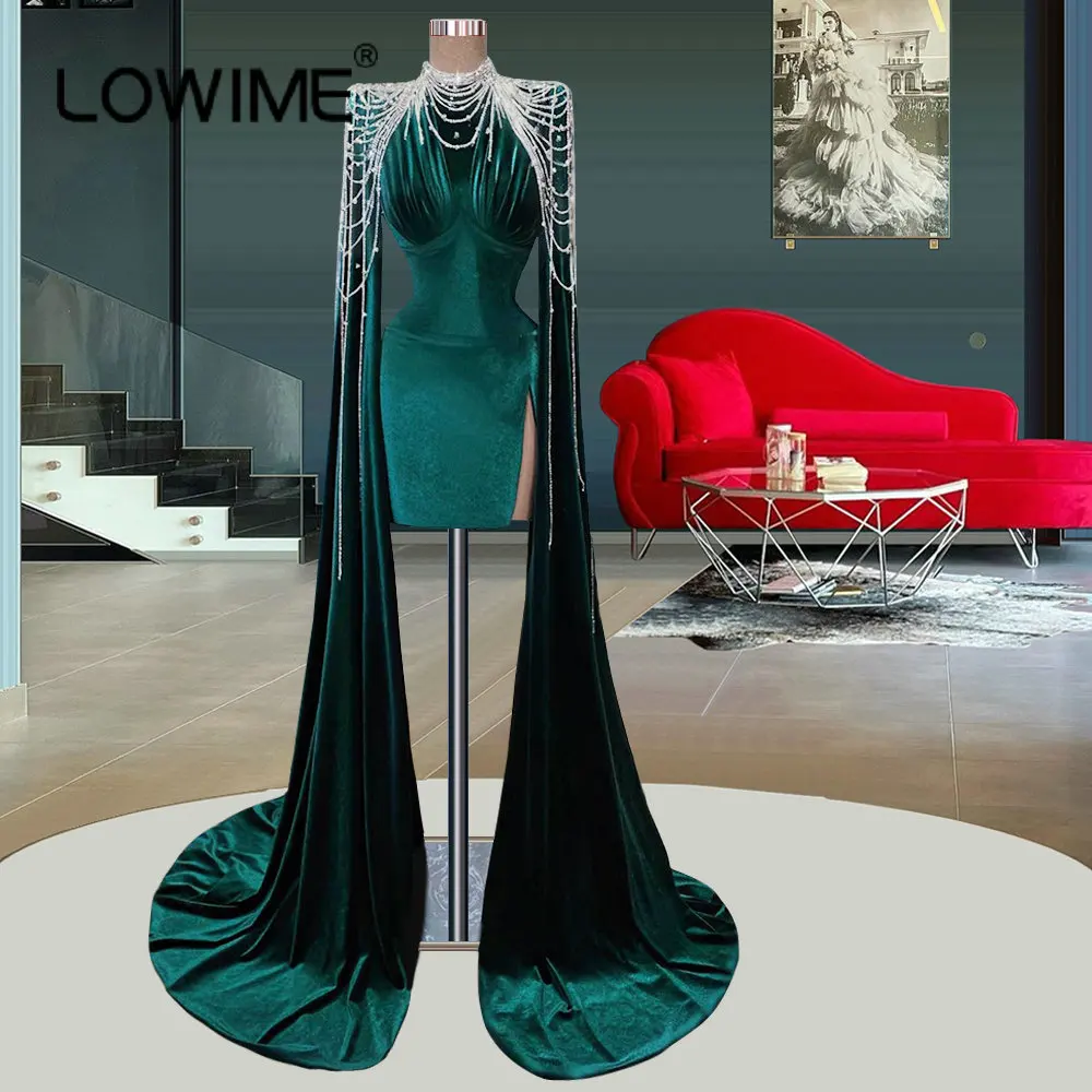 

Женское вечернее платье-русалка, темно-зеленое короткое платье для выпускного вечера в восточном стиле, модель 2022 года