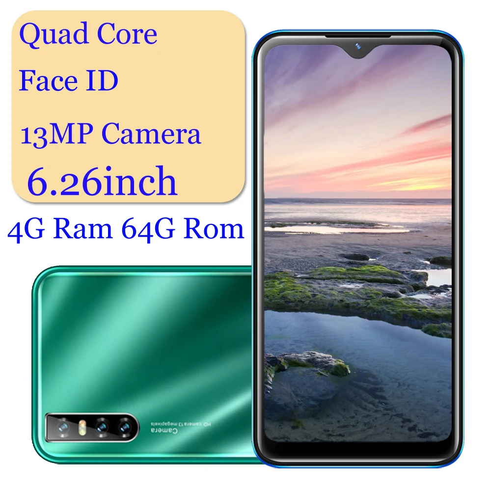 Мобильный телефон Android A7 Pro с Каплевидным экраном 4 Гб ОЗУ 64 ПЗУ Четырехъядерные