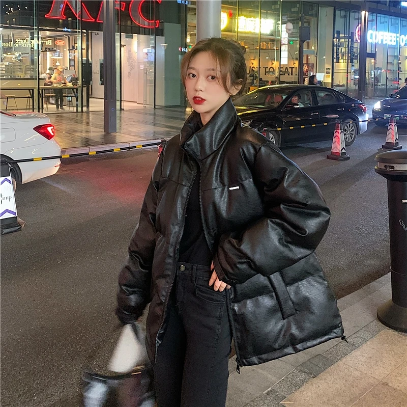 Хлопковый пуховик зимняя женская новая модная черная пуховая стеганая куртка