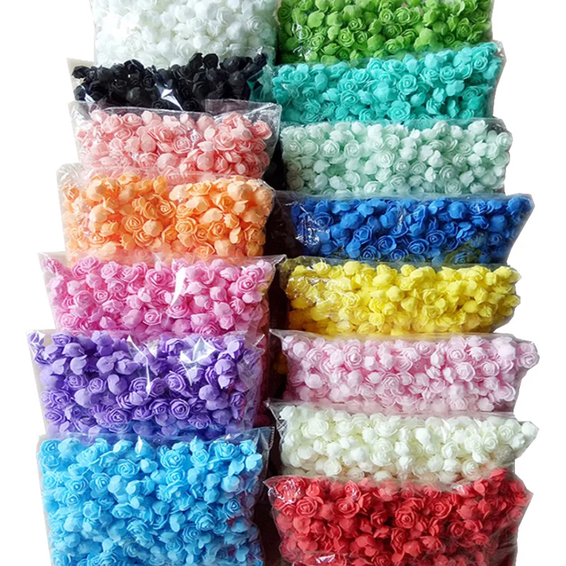 

500pcs 3cm Mini Artificial PE Foam Rose Flower Heads For Wedding Home Decoration Handmade Fake Flowers Ball Craft Party Supplies