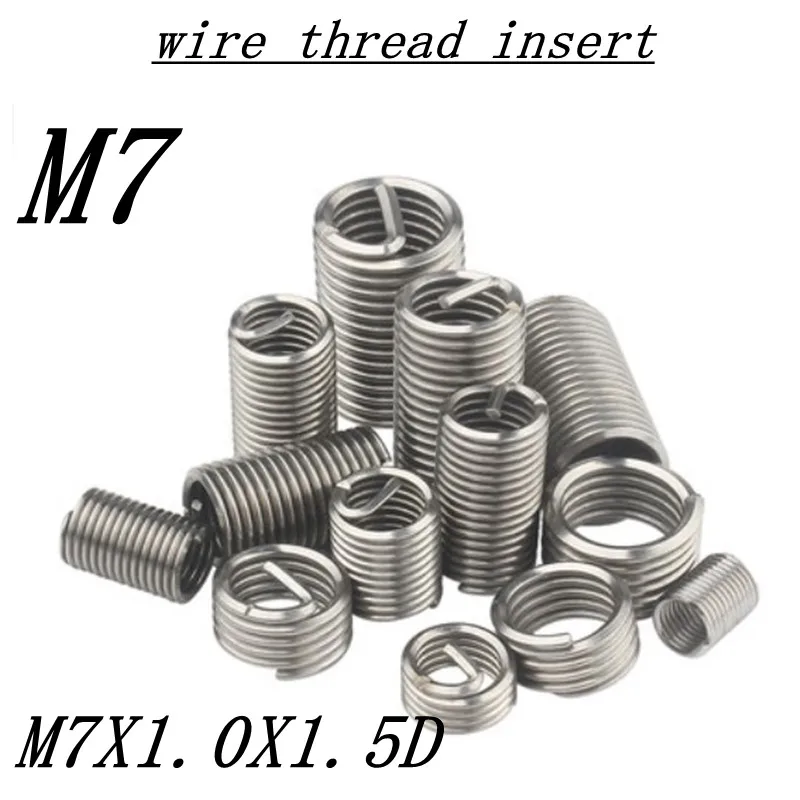 

100pcs M7*1*1.5D Wire Thread Insert Stainless Steel 304 Wire Screw Sleeve, M7 Screw Bushing Helicoil Wire Thread Repair Inserts