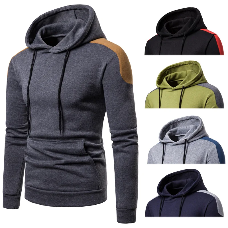 

European American Fashion Brand Men's Plus Size Sweatshirt 2021 Fall/winter Hooded Men's Solid Color Pullover Top Men Clothing