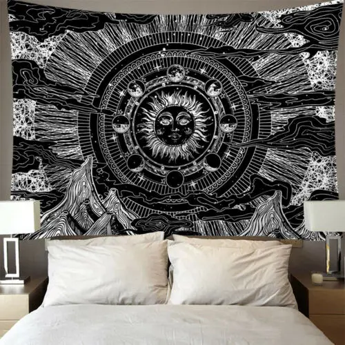 Индийская МАНДАЛА ГОБЕЛЕН настенный Sun Moon Таро гобелен ковер Psychedelic Tapiz