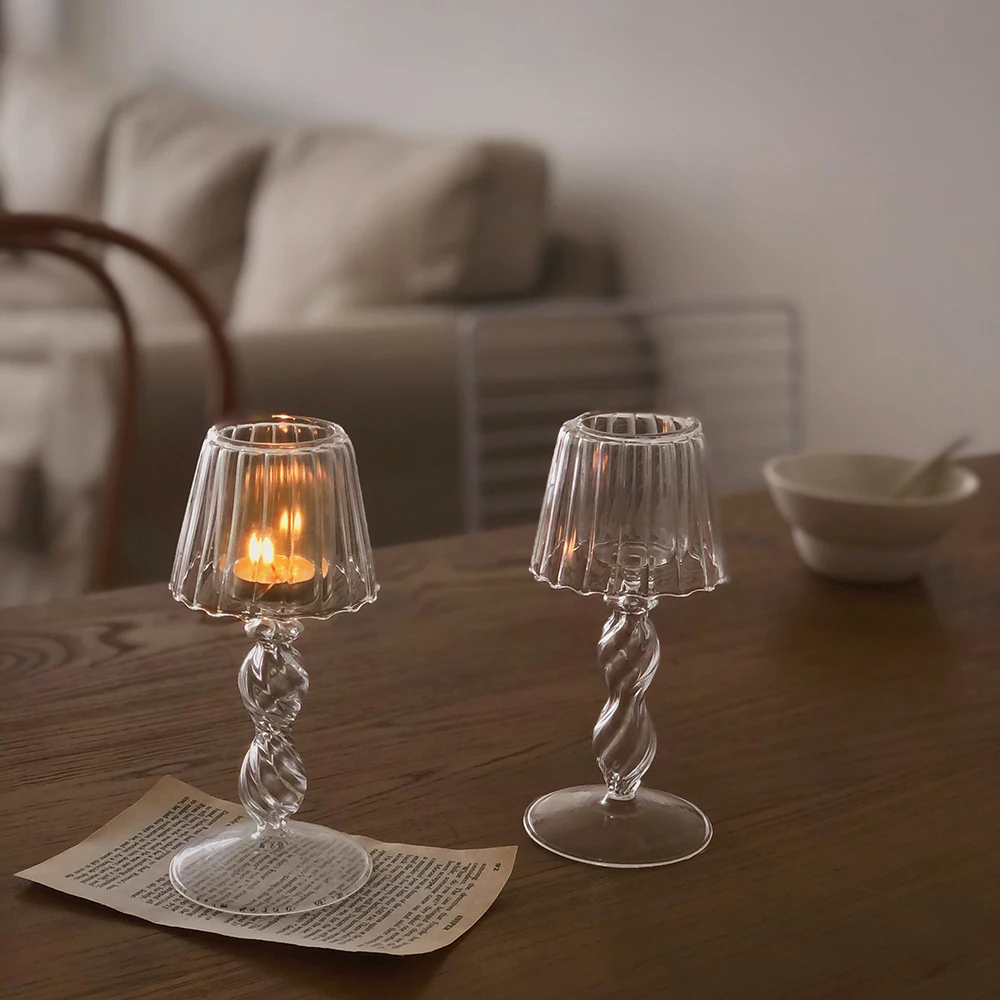 Винтажные короткие ботинки Стекло Подсвечник Подсвечники Tealight настольная лампа