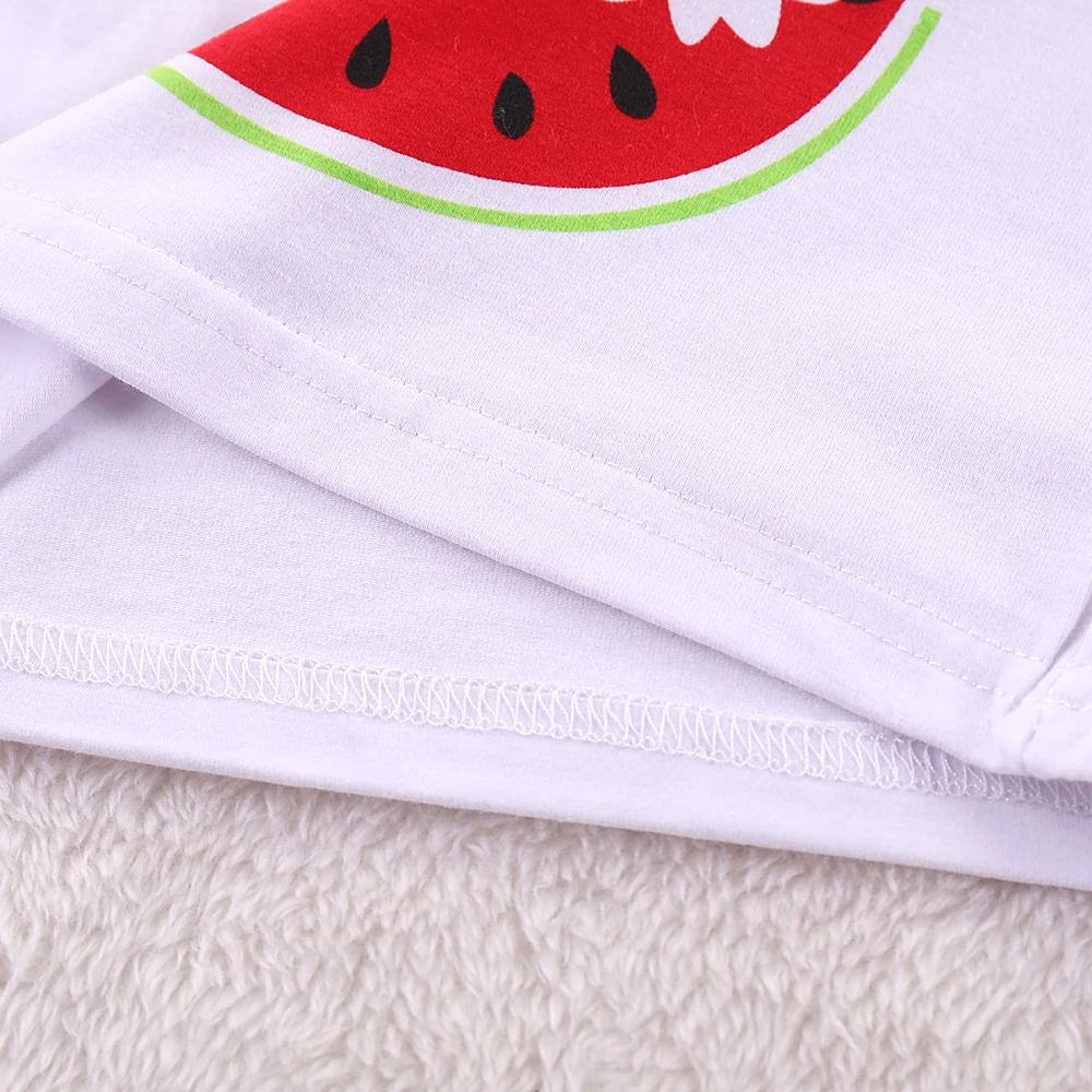 

2019 Summer Beach Children Girls Clothes Casual One Melon Printed Toddler Girls Suit 2PCS Sets Sleeveless Tops Vest +Short Jeans