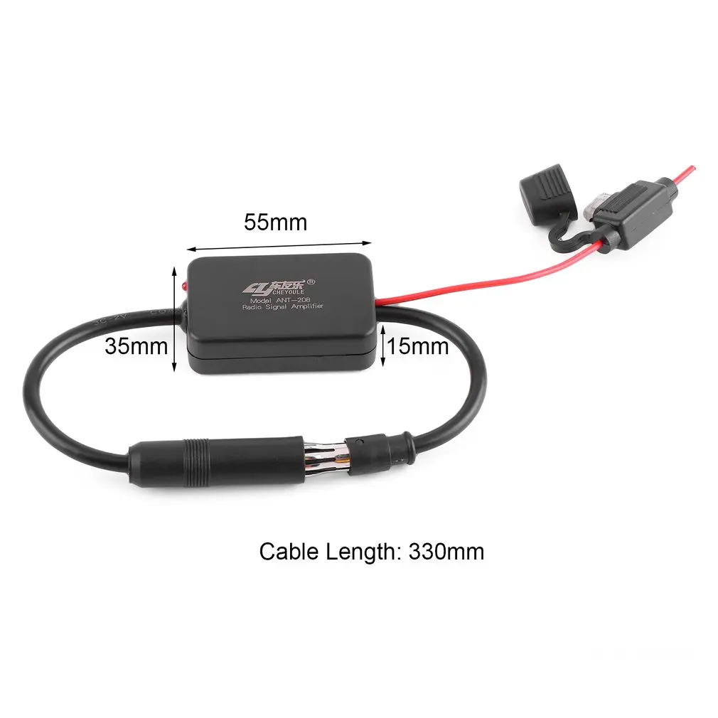 

12V Car Automobile Radio Signal Amplifier ANT-208 Auto Vehicles FM Aerial Booster For Enhancing Signals Black