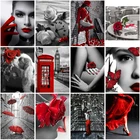 5D алмазная живопись, черно-белая красная уличная картина, изображения для алмазной вышивки стразы, полноразмерная круглая мозаика для подарка