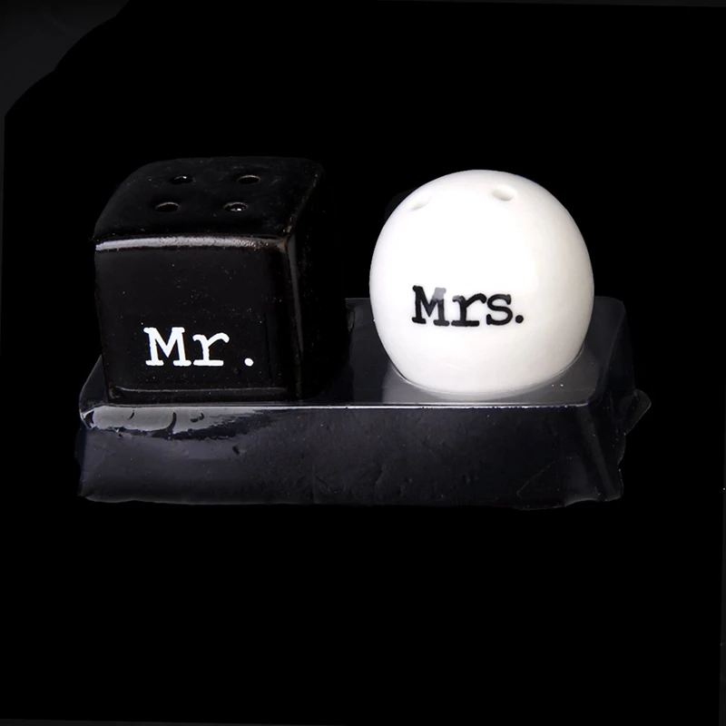 Круглый квадратный керамический Mr. and Mrs. Солонка и перечница с дырочками сверху набор канистр свадебный подарок