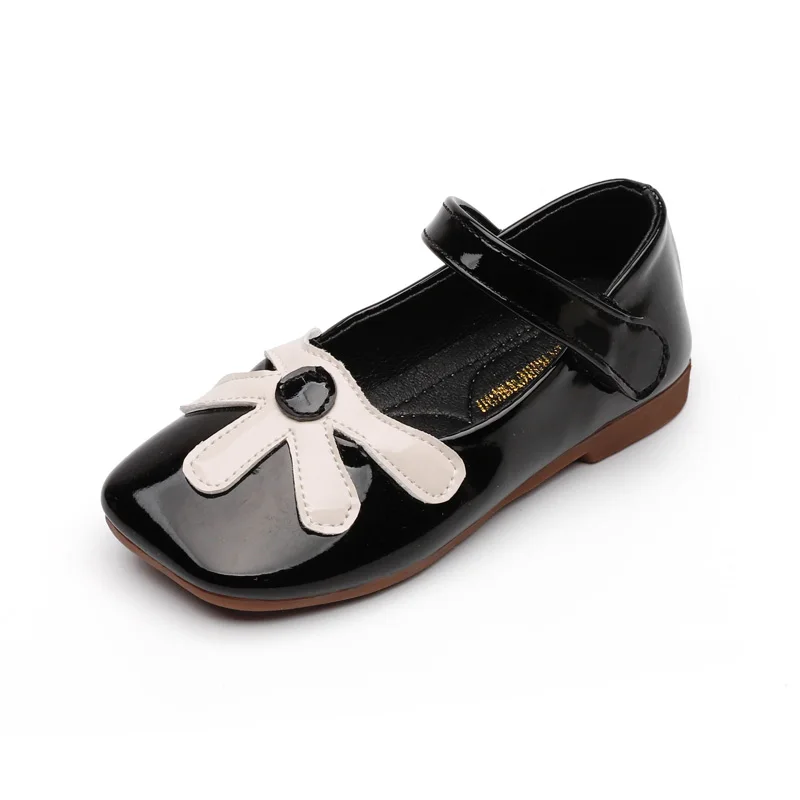 

Children Leather Shoes for Girls PU Patent Leather Kids Flats Soft with Flowers Princess Chic 2021 Spring Brand New 23-34 Sweet