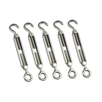 5pc 304 stainless steel hook and eye turnbuckle wire rope tension polished rigging hardware m4 m5 m6 m8 m10 for sun shade sail