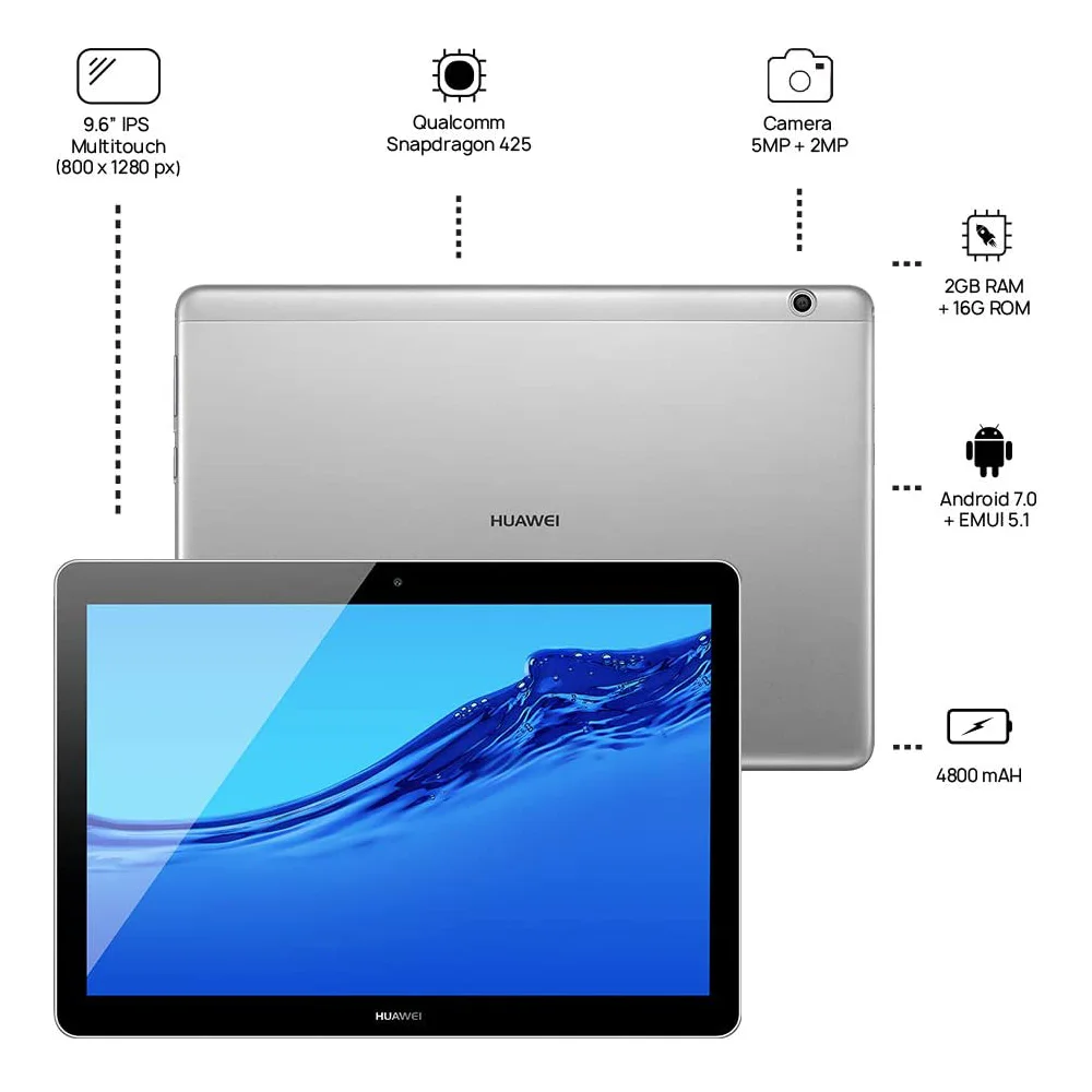 Huawei MediaPad T3 Подходит для просмотра фильмов и игр 9,6-дюймовый планшет на Android с восьмиядерным процессором.