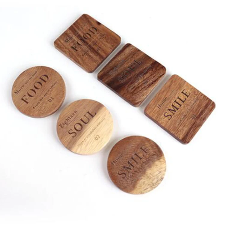 Подставка под кружку круглая квадратная деревянная | Дом и сад