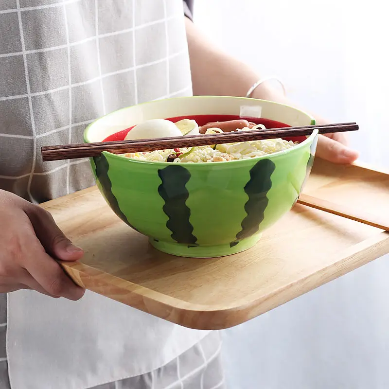 

Fruit watermelon bowl instant noodles bowl household ceramic tableware soup bowl ramen bowl 7-inch creative cute bowl