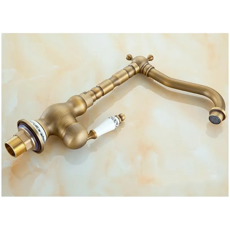 Аксессуары для обустройства дома античный латунный кухонный кран поворотный на