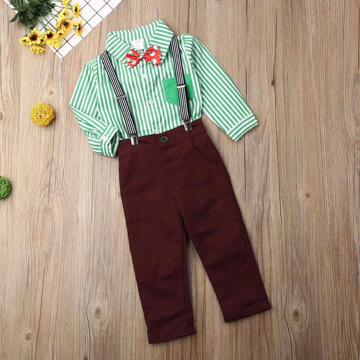 Новое поступление яркий костюм для маленьких мальчиков на рождество подтяжки