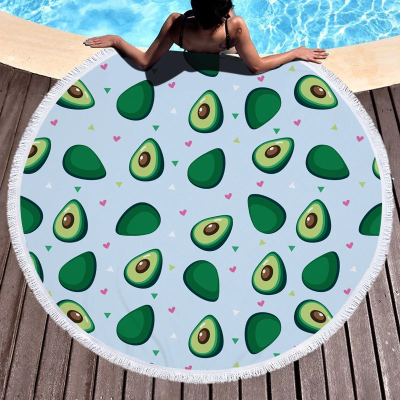 Мультфильм авокадо шаблон летнее пляжное полотенце микрофибра ткань круглые