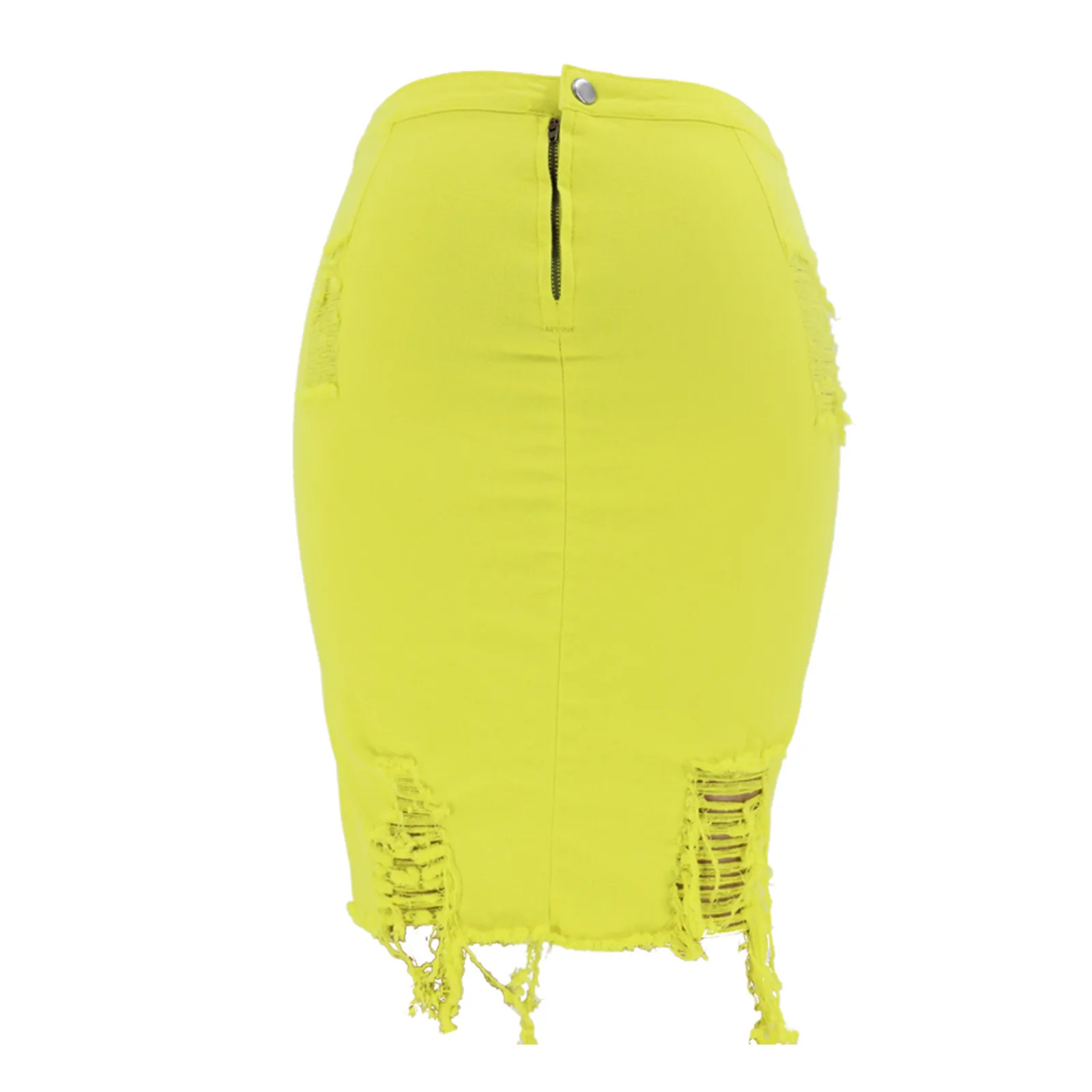 

Summer Women's Skirt Casual Fashion Sexy 2021 Woman Casual High Waist Stretch Denim Back Zipper Skirt With Holes