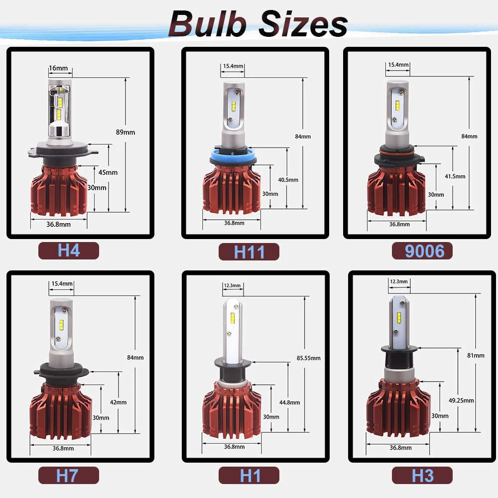 

YHKOMS Auto H11 Led Bulbs H1 H3 H4 H7 H8 H9 9005 HB3 9006 HB4 Car LED Headlight 50W 8000LM Fog Lamps For Cars Led Automotive