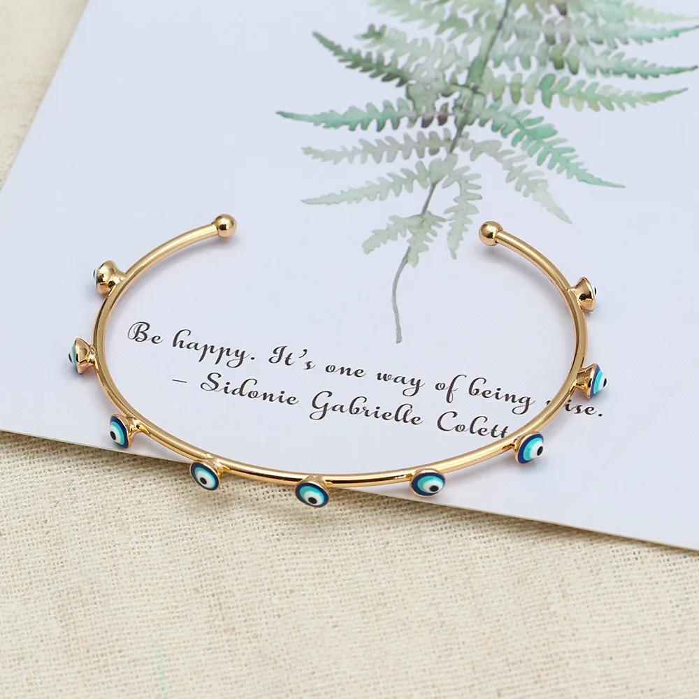 

1PC Blue Eye Bracelet European And American Simple Demon Eyes Gold Silver Starfish Open Hand Jewelry
