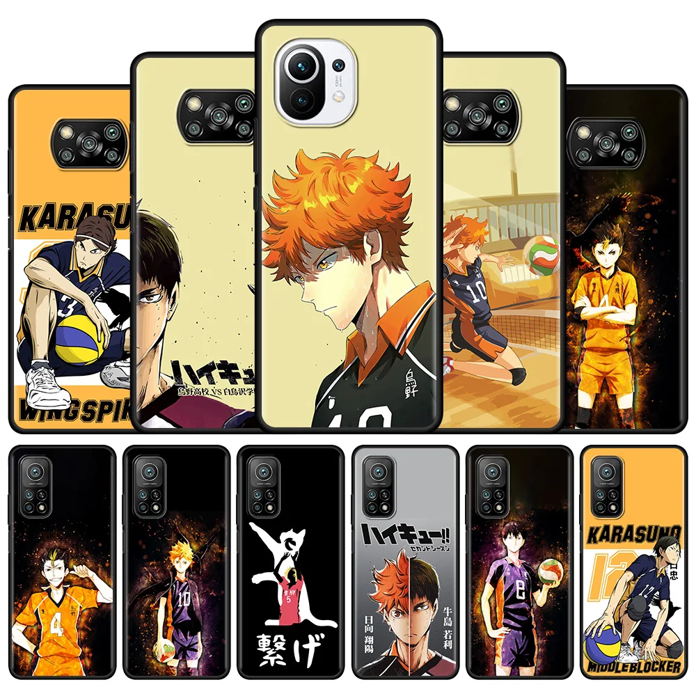 

Oya Haikyuu Anime Phone Case for Xiaomi Poco X3 NFC M3 Pro Pocophone F1 F3 GT Luxury Painting Back Black Silicone Soft Cover