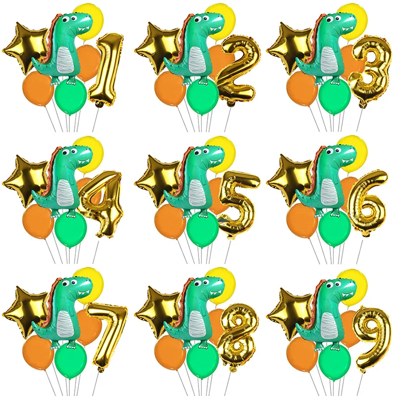

Baby Shower 1-9th воздушный шар с динозавром комплект с днем рождения динозавр баннер шар детский день рождения праздничные украшения: воздушные ш...