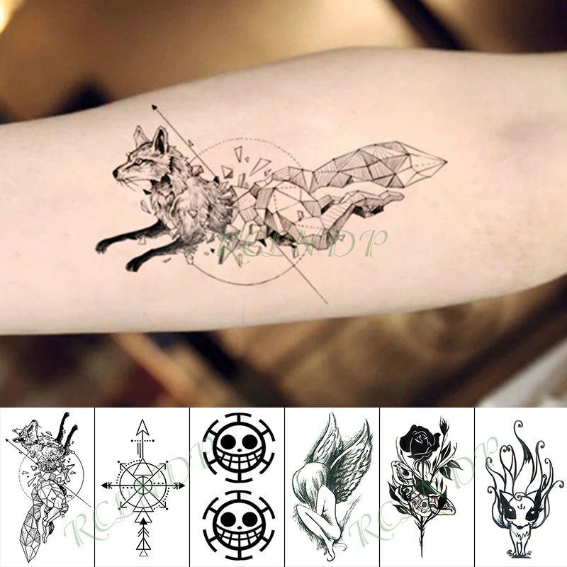 Waterproof Temporary Tattoo Sticker Bear Tree Mermaid wolf dog Fake Tatto Hand Arm Foot Flash Tatoo for Kid Girl Men Women | Красота и