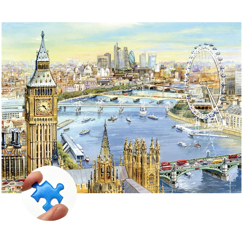 

Jigsaw Puzzle 1000 Pieces Casual Education Toy for Adults Children Kids Birthday Gift Big Ben and the Ferris Wheel