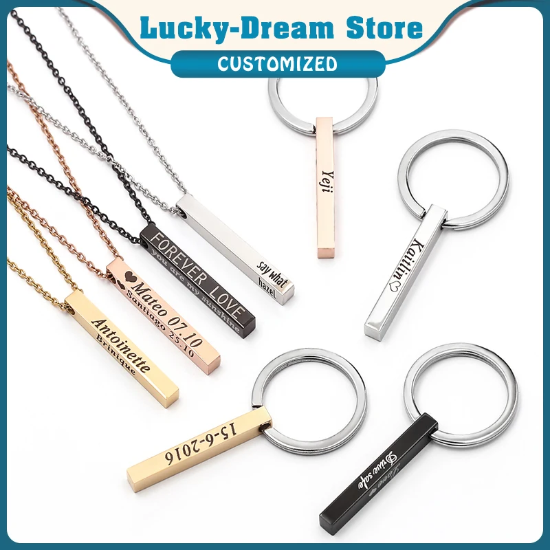 Ожерелье с квадратным кулоном из нержавеющей стали гравировкой по четырем