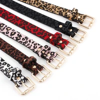 sexy leopard horsehair pu leather waist belt for women fashion square metal buckle pin strap lady jeans trousers pants waistband
