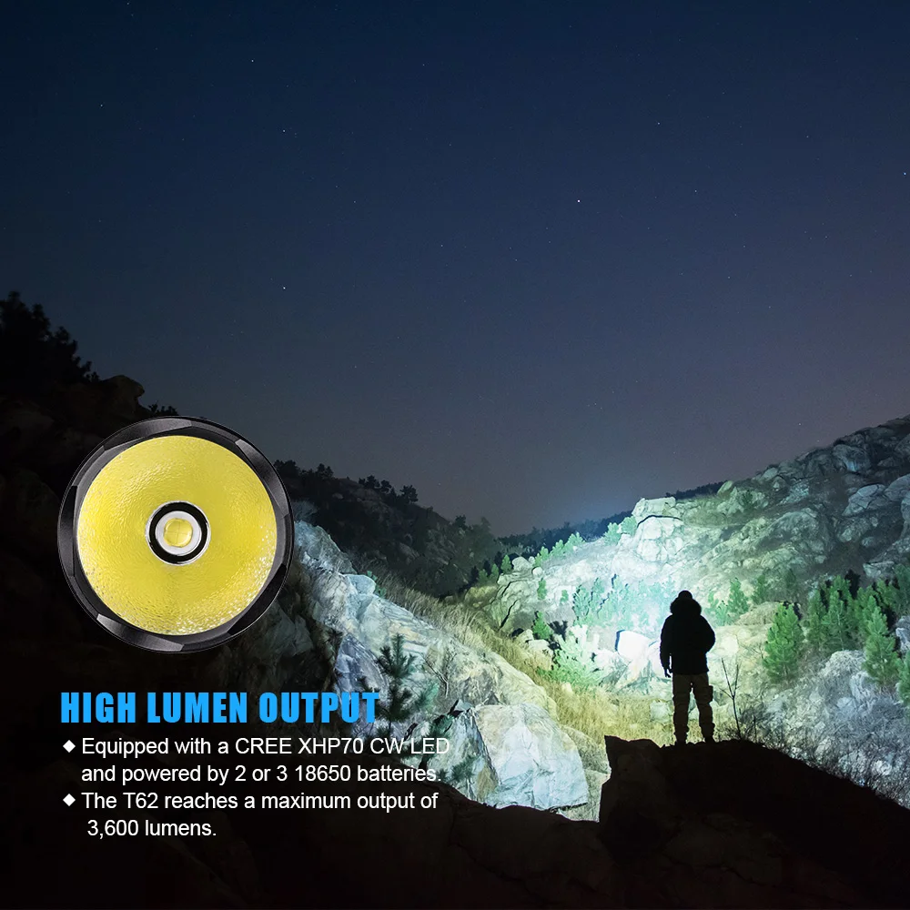 安い Trustfire T62戦術led Flashligt 3600ルーメンの強力なトーチライトXHP70 IPX8ランプ超高輝度屋外ハンティング
