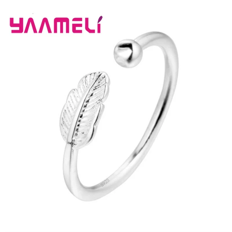 

New Ins Simple Design 925 Sterling Silver Open Rings Double Layer Geometric Snake Feather Girl Women Retro Rings Gift Jewelry