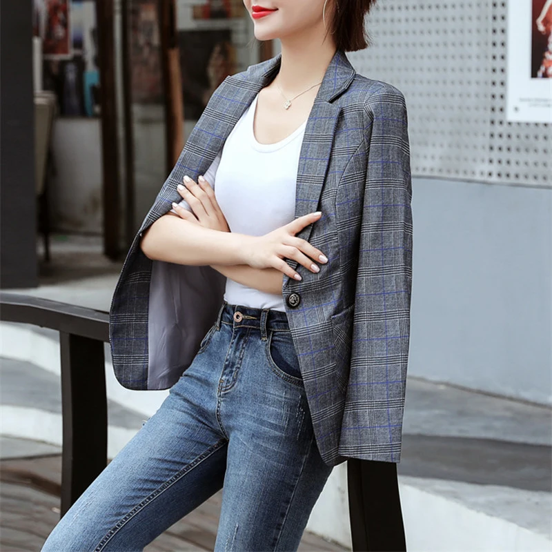 Весна Осень Новый плюс размер женский корейский короткий пиджак Повседневный