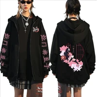 funny kamado nezuko printed hooded fashion sweatshirt hoodie anime demon slayer cosplay zip coat autumn winter street style top