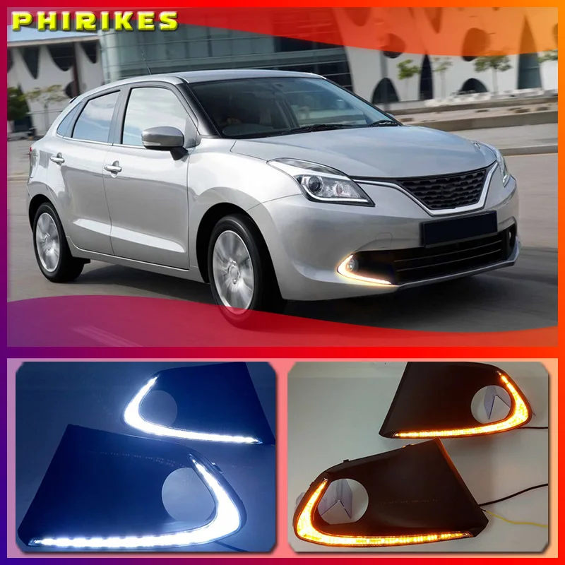 

2Pcs For Suzuki Baleno 2016 2017 2018 2019 LED DRL Daytime Running Lights Fog Lamp cover with turn signals daylight