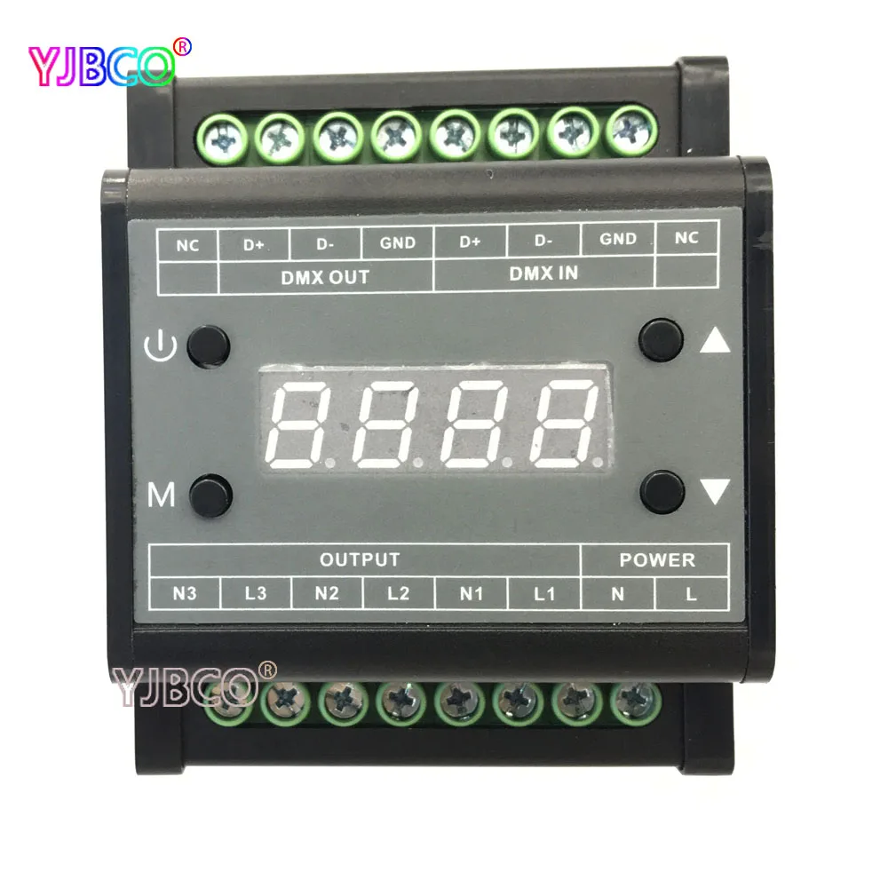 DMX302 Высокое напряжение DMX triac led Диммер Яркость контроллер AC90V 240V 50 Гц/60 Гц Выход 3