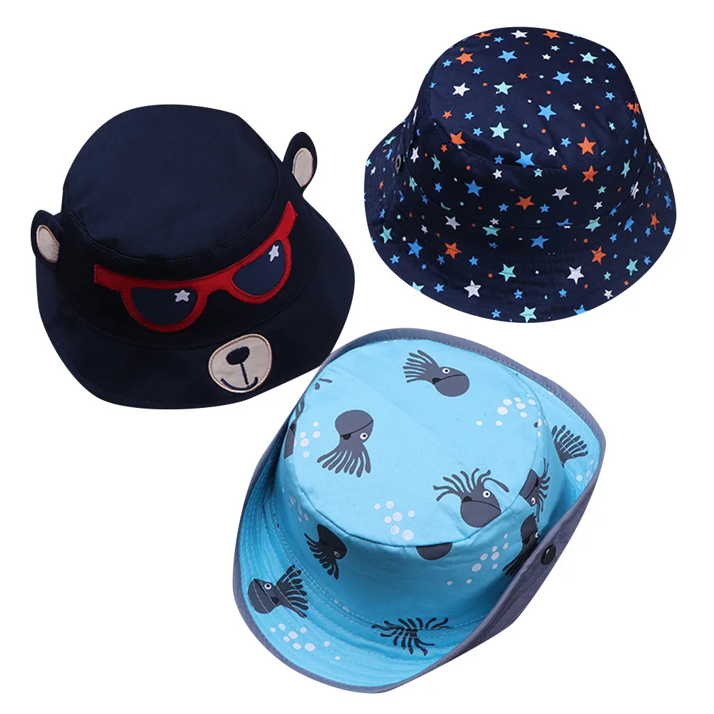 

Toddler Kids Baby Boy Girl Cartoon Print Soft Visor Bucket Eaves Cap Pots Hat Bucket hat pour enfants