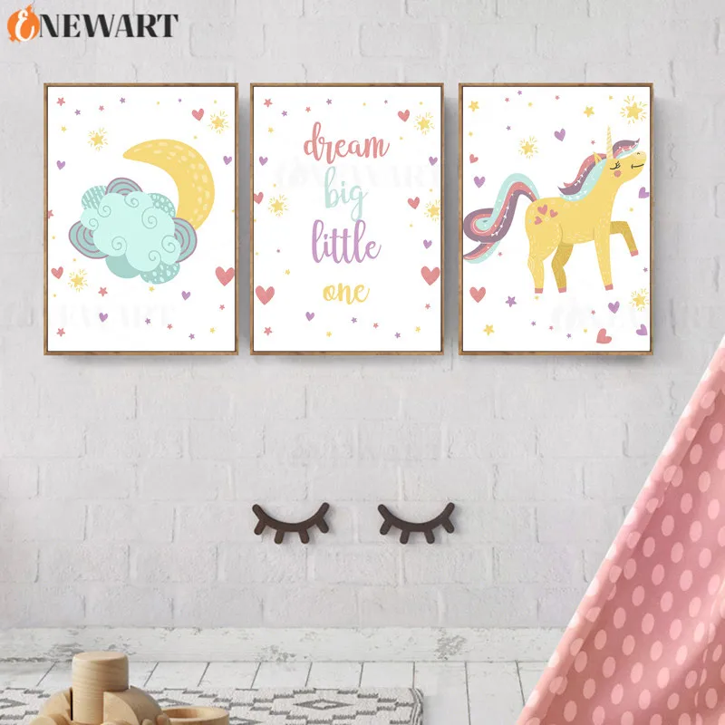 Dream Big Little One плакат для детской стены холст принт мультяшная живопись