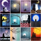 Алмазная мозаика Стразы, полноразмерная круглая вышивка с изображением милого кота и животных, домашний декор