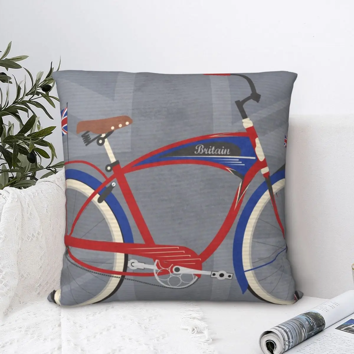 British Bicycle Square Pillowcase Cushion Cover Creative Zipper Home Decorative Throw Pillow Case for Sofa Nordic 45*45cm
