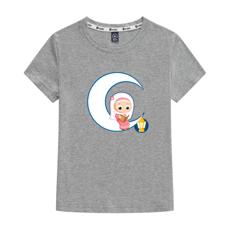

Ramadan Banner T-Shirt Girls Funny Clothes Boys Costume Children 2021 Summer Tops Eid Al-fitr Kids Clothes Baby Moon Tshirts