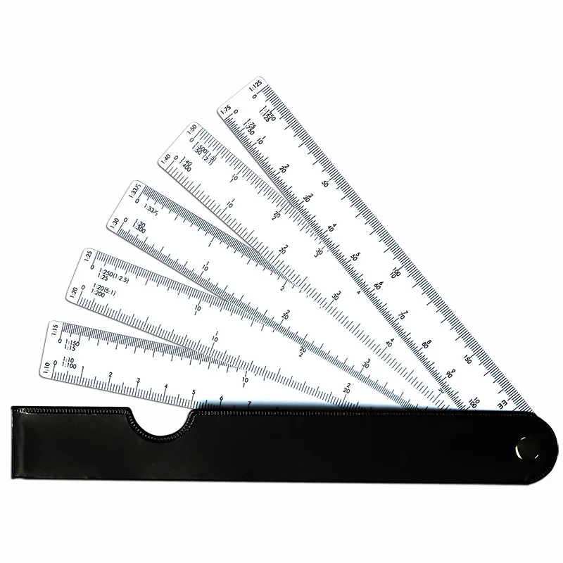 Fan Shape Scale Ruler with 5 Blades for Engineering Architects Multifunctional multiscale sizes foldable rulers | Канцтовары для