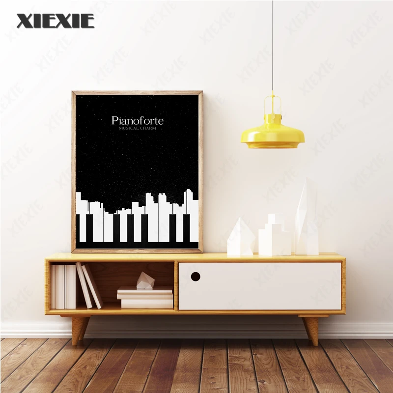 

Black and White Piano Record Music Note Posters and Prints Wall Art Canvas Painting Pictures Nordic Home Wall Decoration