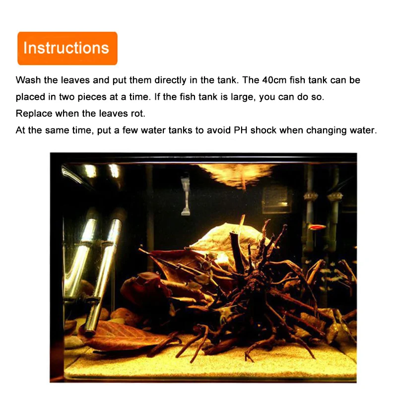 Hojas de Terminalia Catappa Natural para decoraci&oacute;n de Acuario, herramientas de limpieza de pecera, tratamiento de agua, hoja de almendra, 500 Uds.-4