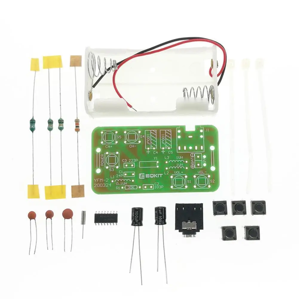 

76-108MHz FM Stereo Radio DIY Kit Wireless FM Receiver Module Frequency Modulation Electronics Soldering Practice Project