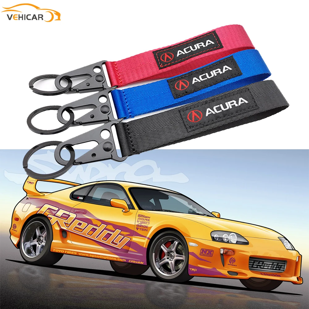

VEHICAR ACURA Style Wrist Strap Car Keychain ID Holder Mobile Trailer belt with Carabiner Key Chain Lanyard Racing Pendant