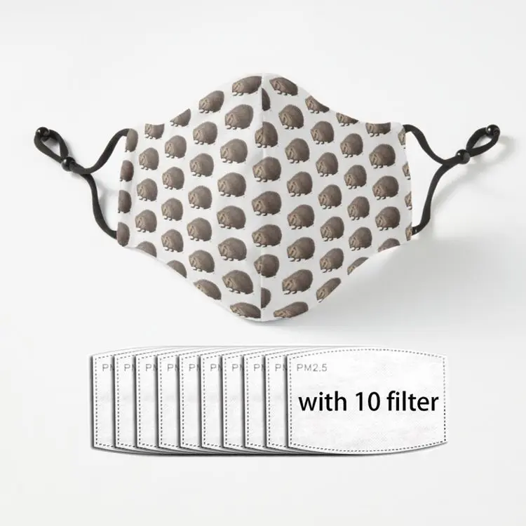 

Hedgehog Washable Men Women Cute Teeth Cartoon Pattern Face Mouth Mask Cotton Adult Respirator Windproof Mascarillas