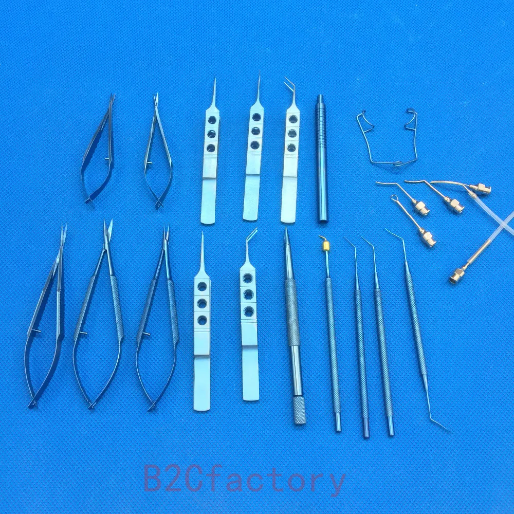 21PCS Titanium alloy Cataract Set Eye Scissor Ophthalmic tweezer Surgical eye Instruments stainless steel