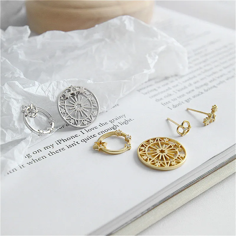 Серьги гвоздики из стерлингового серебра 925 пробы с цирконием в форме звезды