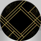 Sensfun черно-золотая линия фон для фотографий декор для дня рождения конфеты десерт скатерть Банн